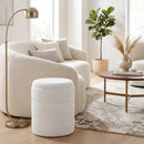 Pouf Contenitore Rotondo 33 L Ø36,5x46,5 cm con Coperchio Capacità 120 kg in Tessuto Sherpa Bianco      