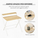 Scrivania Pieghevole 81,5x70x84 cm in Metallo e Truciolare Bianco