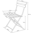 Set 3 Pezzi Giardino Tavolo con 2 Sedie Bistrot Bianco Pieghevole Modello Parigi      