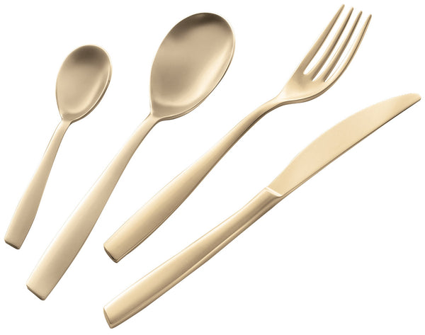 Servizio Set di Posate 24 Pezzi in Acciaio 18/10 Sabbiato PVD Eme Eleven Sabbiato Champagne online