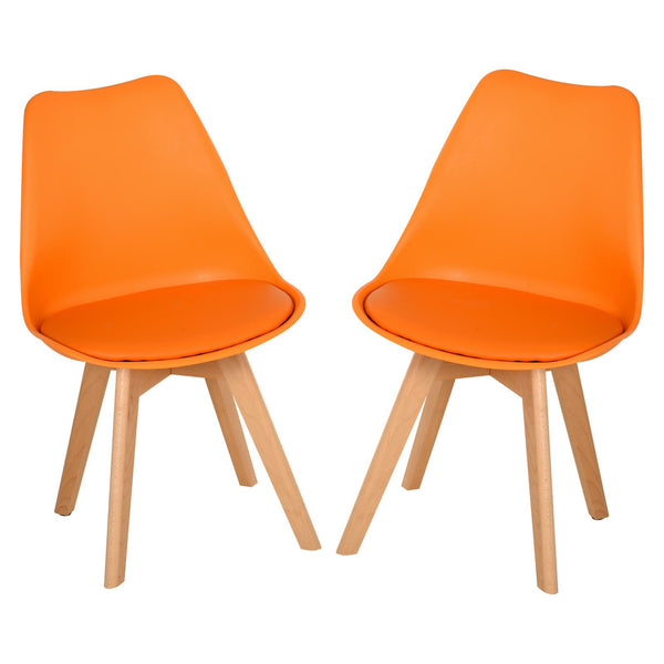 Set 2 Sedie in Similpelle Gambe in Legno Arancioni acquista