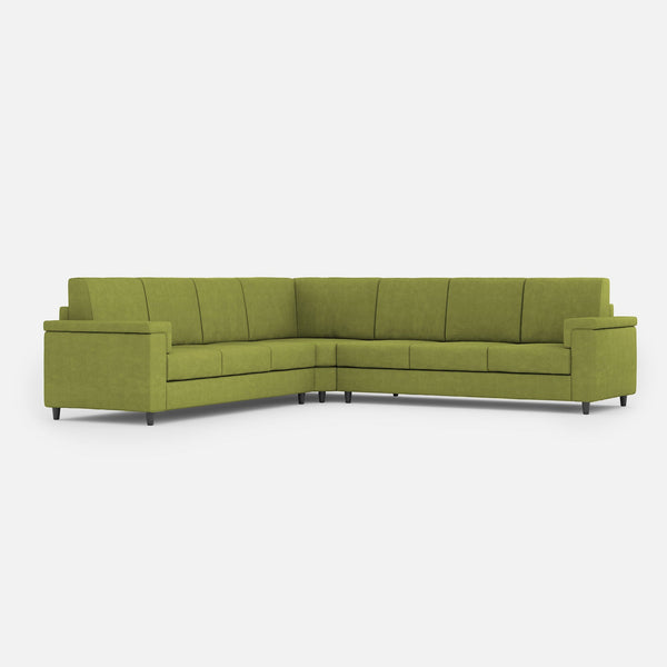 Divano Angolare 7 Posti 286x286x85 cm Marrak in Tessuto Verde prezzo