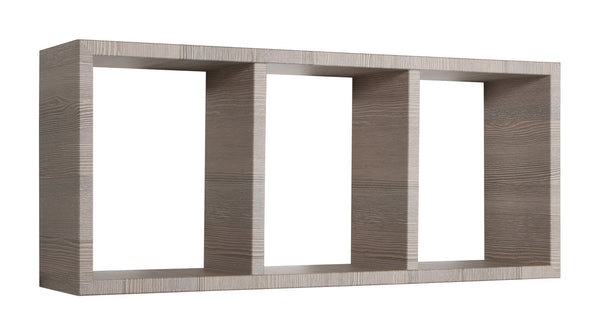 Mensola Rettangolare 3 Scomparti da Parete 70x30x15.5 cm in Fibra di Legno Tristano Rovere Moka