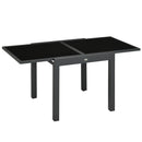 Tavolo Allungabile da Giardino 80-160x80x75 cm con Piano in Vetro e Alluminio Nero   