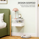 Comodino Sospeso per Camera da Letto 35x32x22,5 cm con Cassetto in Legno Bianco  