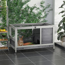 Conigliera 90x53x59 cm con Rampa e 4 Ruote in Legno Grigio  