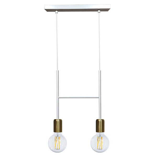 Sospensione 2xE27 Montatura Verniciata Bianco Oro Satinato E-Energy Elvira acquista