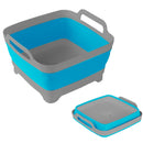Vaschetta Bacinella Multiuso Pieghevole 30,5x30 cm 9 Litri con Tappo di Scarico in Silicone Blu