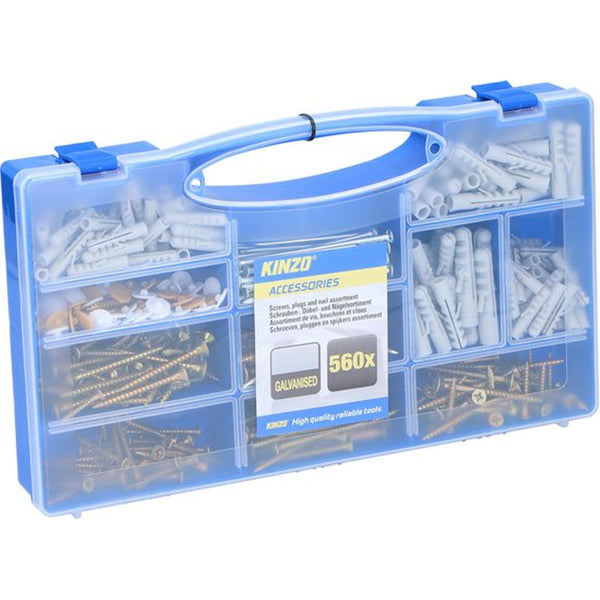 Set 560 Pezzi di Viti Tasselli e Chiodi Zincati con Custodia Valigetta Portatile Kinzo prezzo