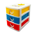 Mini Cassettiera 3 Piani 9x13x11,5 cm Multicolor in plastica rigida