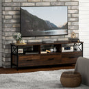Mobile TV fino 65"" Design Industriale 147x40x50 cm in Legno e Acciaio Marrone e Nero 