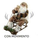 Pupazzo Babbo Natale su Slitta con Movimento 27x50x44cm Bianco e Marrone