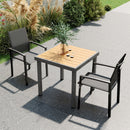 Set 2 Sedie da Giardino Impilabili 56x58x89 cm con Seduta Traspirante in Alluminio e Textilene Grigio Carbone 