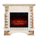 Camino Elettrico da Pavimento 118,1x123x40,3 cm Effetto Fiamma 1950W Topaz maxi & Mirabella Avorio