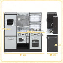 Cucina Giocattolo per Bambini 3-8 Anni con Accessori Frigo Lavandino e Suoni in Legno Marrone      