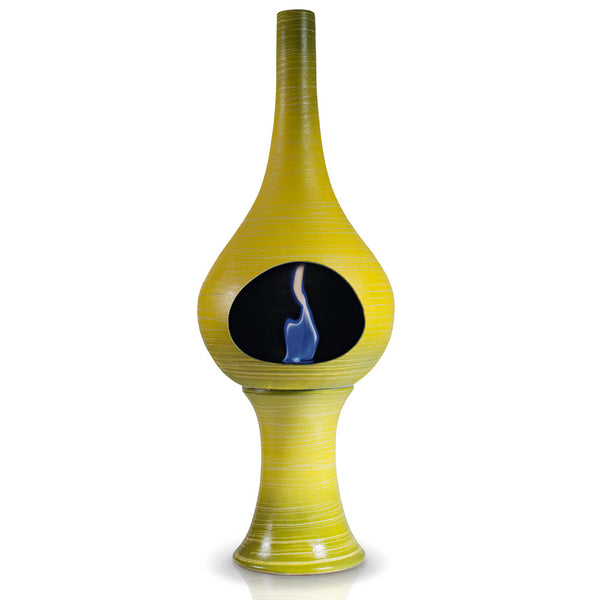 acquista Camino a Bioetanolo da Pavimento in Ceramica 35x95 cm Ferazzoli Flute Giallo Millerighe