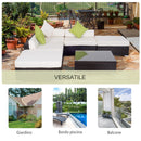 Set Salotto da Giardino in Rattan Sintetico Divano 2 Pouf e Tavolino Marrone 