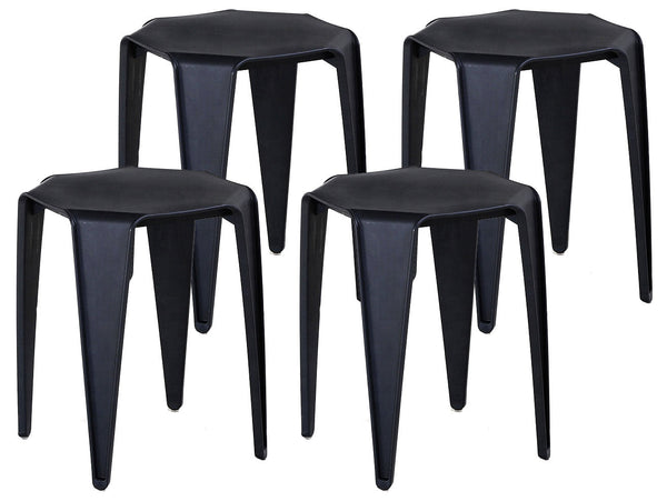 prezzo Set 4 Sgabelli 35x35 cm in Polipropilene Nero