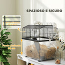 Gabbia per Criceti a 2 Piani 58x43x57 cm con Rampa e Accessori Nero   