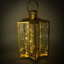 Lanterna con Led in Metallo stella oro cm 27,5x27,5xh42/48