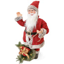 Pupazzo Babbo Natale H80 cm con Luci e Movimento Rosso e Grigio