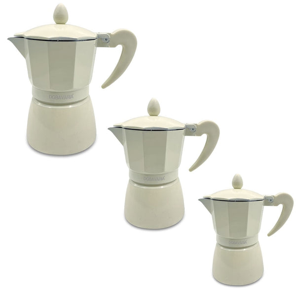 Set 3 Caffettiere in alluminio 1-3-6 tazze con manico soft touch Beige prezzo