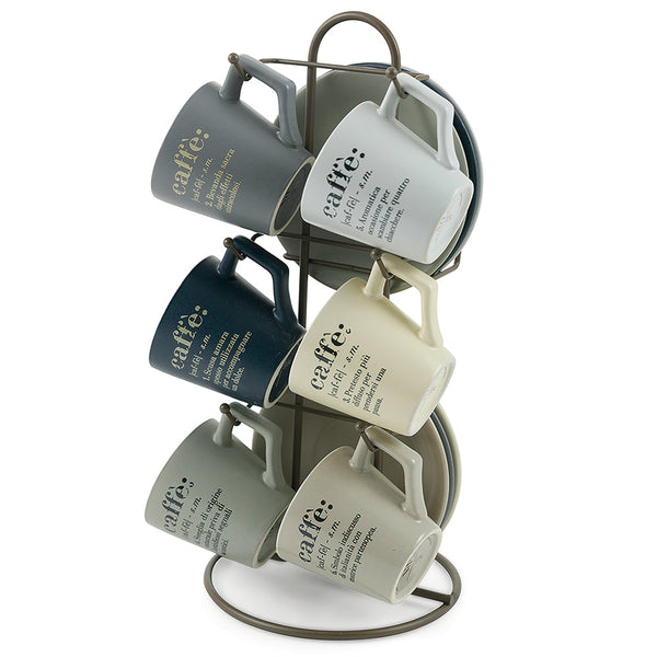 Set 6 tazzine Caffè con Piattino Ø6x6 cm in Gres VdE Tivoli 1996 con Stand sconto