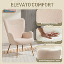 Poltrona per Salotto Moderna 71x74x97,5 cm con Schienale Alto in Tessuto Sherpa Beige  