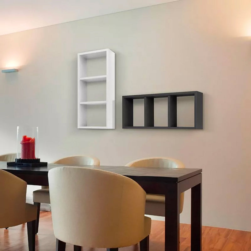 Mensola Rettangolare 3 Scomparti da Parete 70x30x15.5 cm in Fibra di Legno Tristano Verde