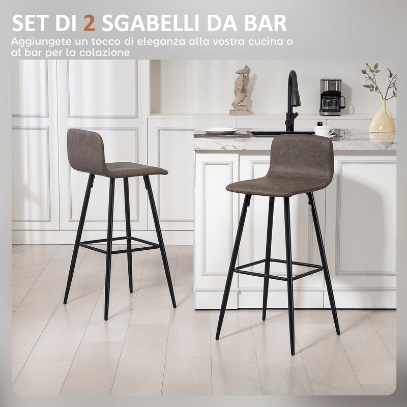 Sgabelli da Bar Set di 2, Sgabelli da Bar ad Altezza bancone con Schienale, Sedie da