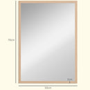 Specchio da Parete Rettangolare 50x70 cm con Ganci in Vetro e MDF Color Legno      