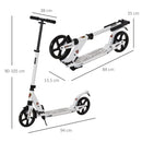 Monopattino per Ragazzi Pieghevole Regolabile 90-105 cm Bianco 