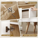 Credenza Moderna 107x35x76,5 cm a 3 Ante con 3 Ripiani Regolabili e 5 Gambe in Legno Bianco e Rovere      