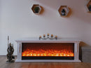Camino Elettrico da Pavimento 60x180x33 cm Effetto Fiamma 1500W Skyline Bianco