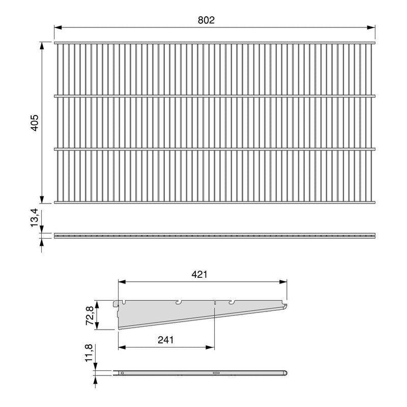 Set 2 Ripiani 80x40,5 cm con Supporti in Acciaio Emuca Bianco
