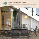 Set Tavolo 6 Sedie Pieghevoli e Ombrellone da Giardino Nero e Grigio