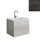 Mobile Lavatoio Sospeso Vasca Zeus in MineralMarmo Apertura a Cassettone 80x48x50 cm Olmo Scuro