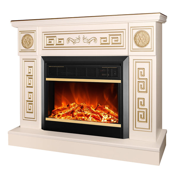 Camino Elettrico da Pavimento 87x110x30 cm Effetto Fiamma 1500W Latifa & Mars Avorio prezzo