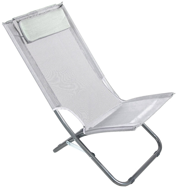 Spiaggina Sedia Prendisole Pieghevole 68x48x73 cm in Acciaio e Textilene Ecrù sconto