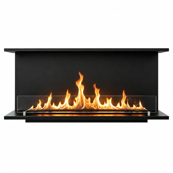acquista Camino a Bioetanolo da Incasso Trifacciale 120x30x50 cm Giove 3 Lati Aperti Struttura in Acciaio Nero