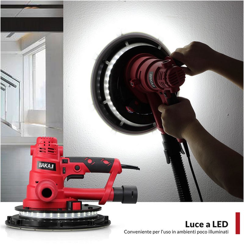 Levigatrice Muro Soffitto Carteggiatrice Cartongesso Pareti con Sacco 800W
