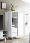 Credenza Mobile Soggiorno 1 Anta Scorrevole in Melaminico 106x50x151cm TFT Aladdin Bianca Trasparente