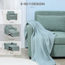 Poltrona Letto Singolo Schienale Regolabile 96x84,5x87,5 cm in Tessuto effetto Lino Verde
