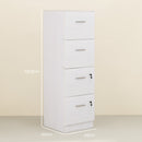 Cassettiera per Ufficio a 4 Cassetti 40x42x130,8 cm con 2 Serrature e Barra Portadocumenti in Legno Bianco 