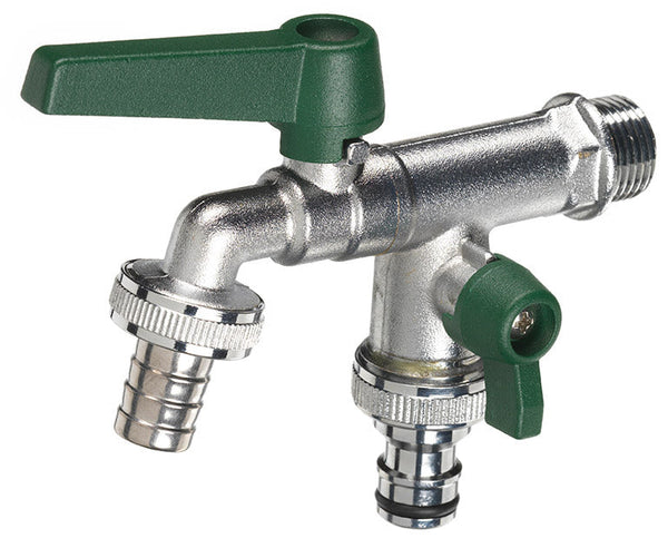 acquista Rubinetto a Sfera Doppio per Fontana da Giardino con Leve Colorate Belfer RUB/027 Verde