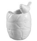 Vasetto Ceramica con Uccellino 15x15x22 Min 3 cm in Ceramica Bianco