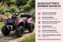 Quad Elettrico per Bambini Safari 6V con Bauletto Posteriore Rosa