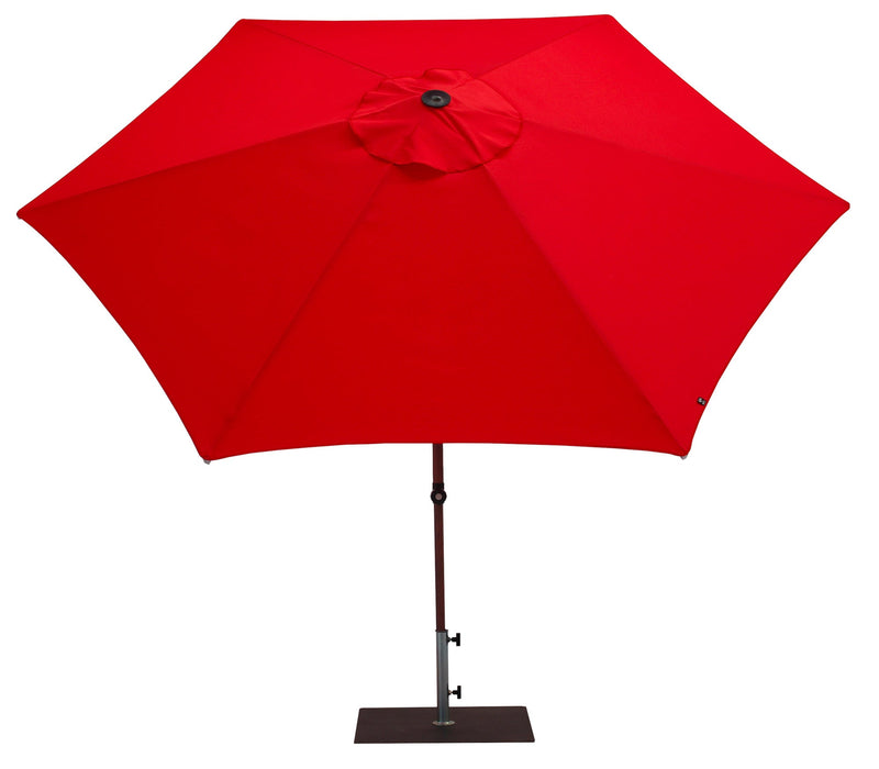 Ombrellone da Giardino Ø3 m Palo Ø38 mm in Alluminio Effetto Legno Tessuto Poliestere Trend Wood Rosso