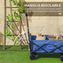 Carrello da Giardino 62L Pieghevole 76x48x86 cm con Maniglia Regolabile in Metallo e Tessuto Oxford Blu      