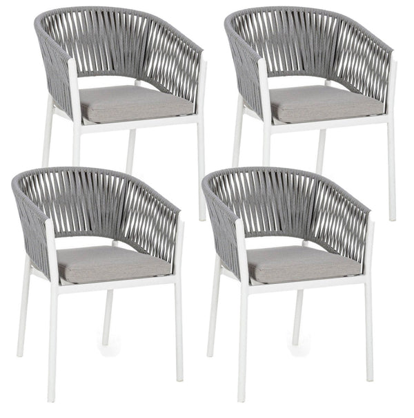 prezzo Set 4 Sedie 57x60x80h cm con Braccioli e Cuscini Florencia Bianco